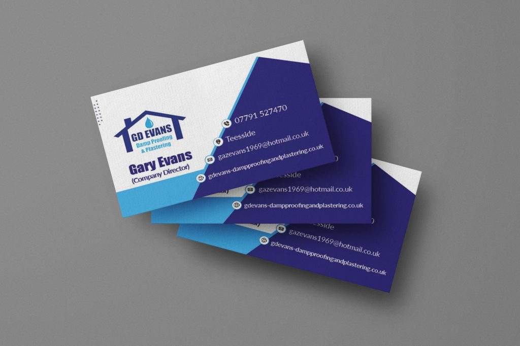 GD Evans Damp Proofing and Plastering business card design