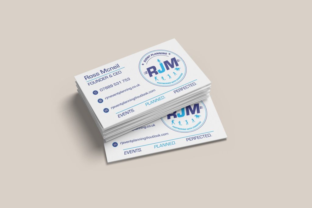 RJM Event Planning business card design