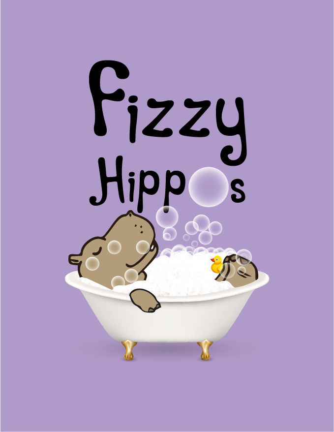Logo and illustration for Fizzy Hippos